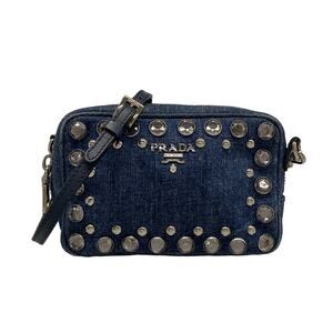 Prada Shoulder Bag Navy Denim Leather #355119P41B